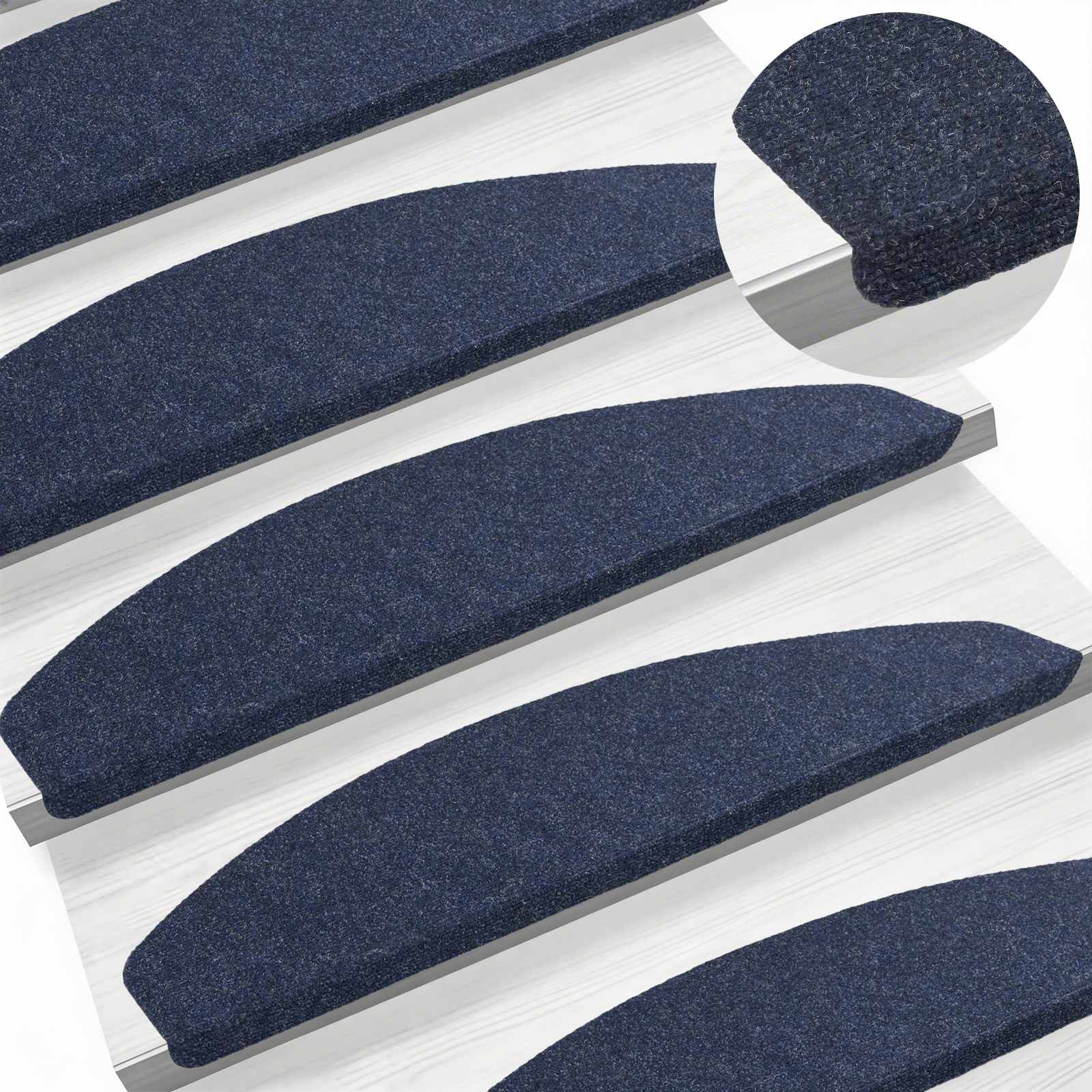 Tappetini per scale autoadesivi 15 pz 80 x 24,5 x 3,5 cm Blu