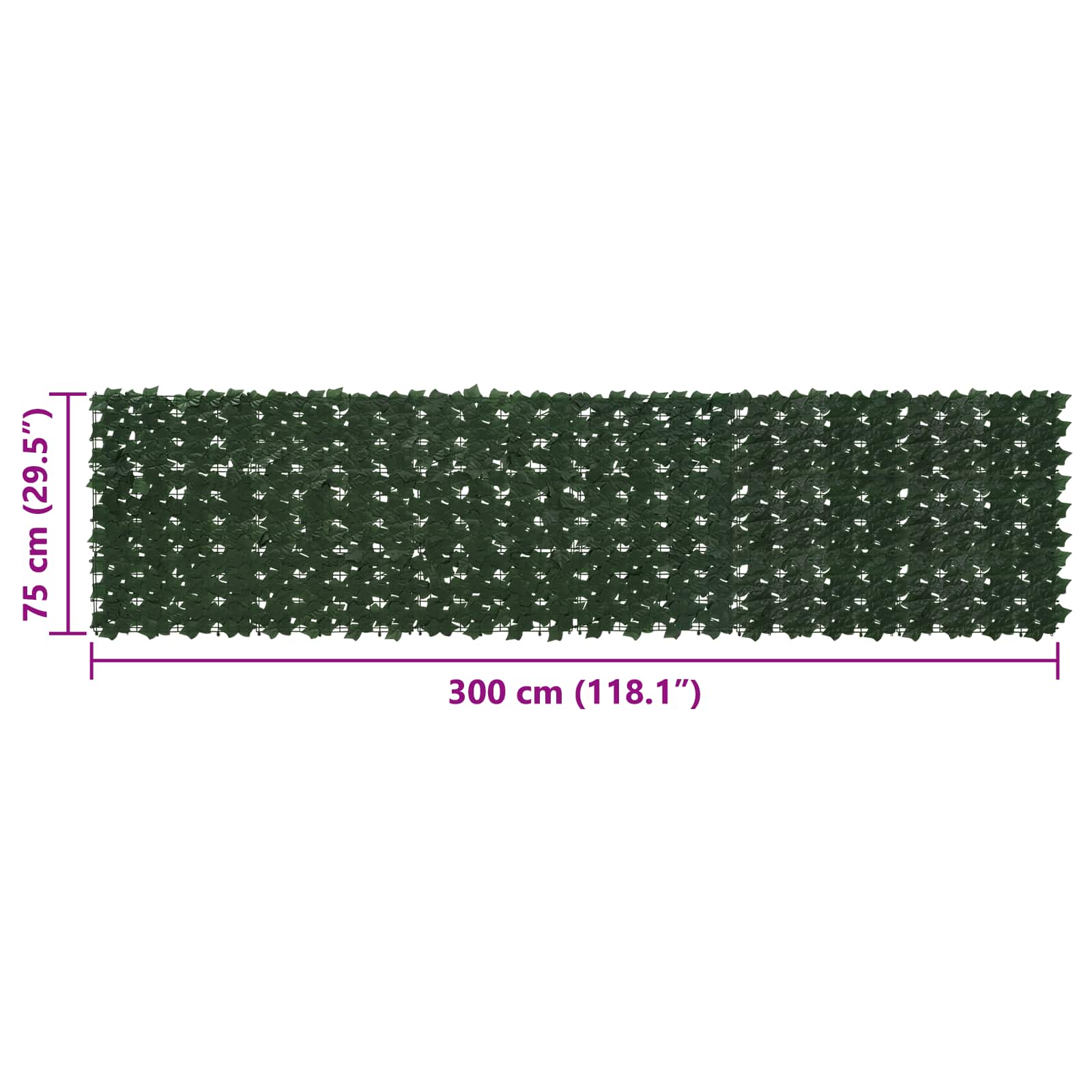 Schermo per balcone con foglie Verde Scuro 300 x 75 cm
