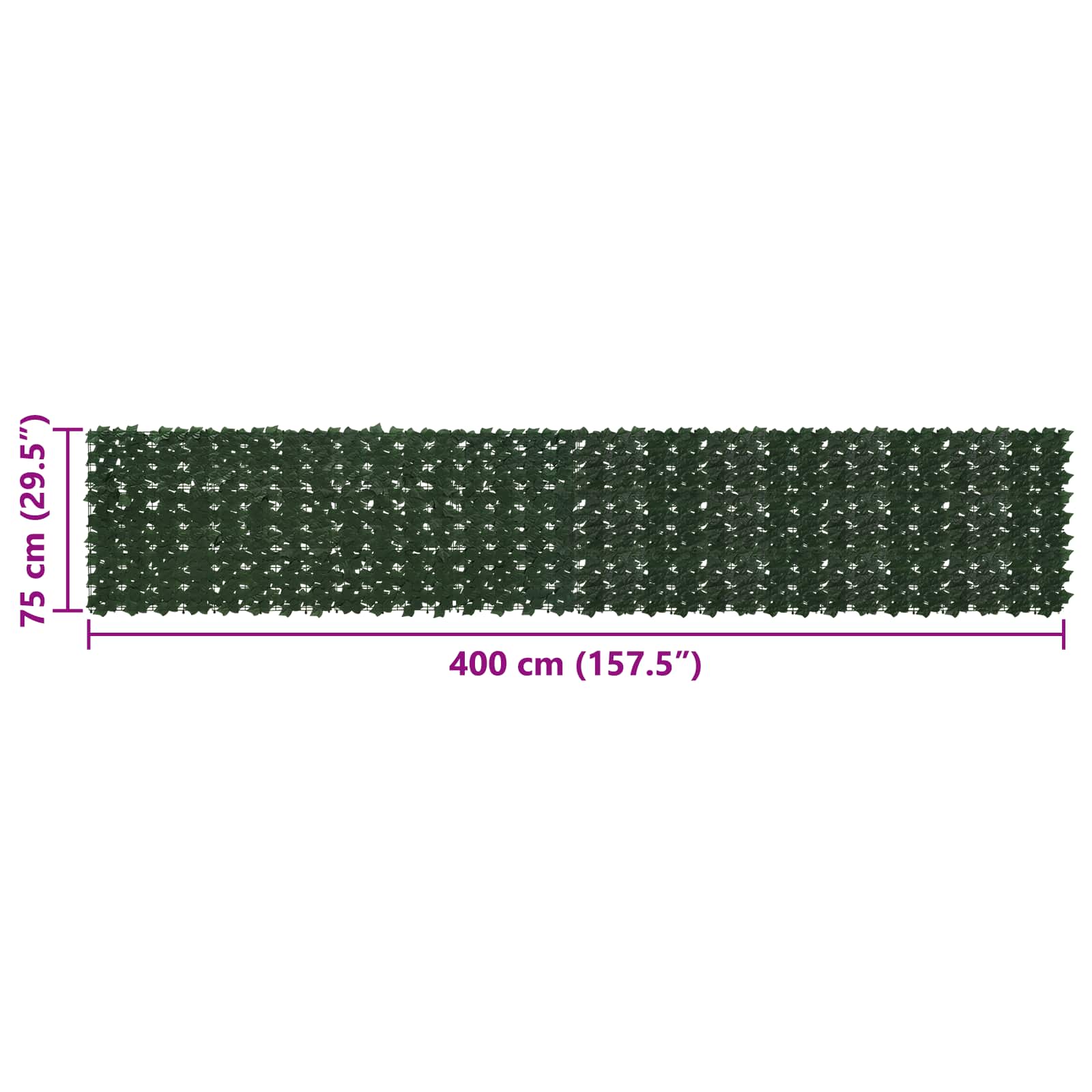 Schermo per balcone con foglie Verde Scuro 400 x 75 cm