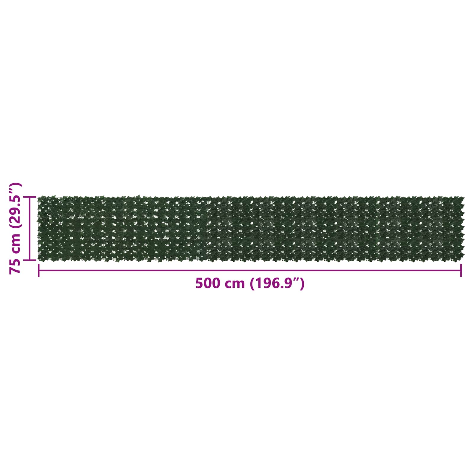 Schermo per balcone con foglie Verde Scuro 500 x 75 cm