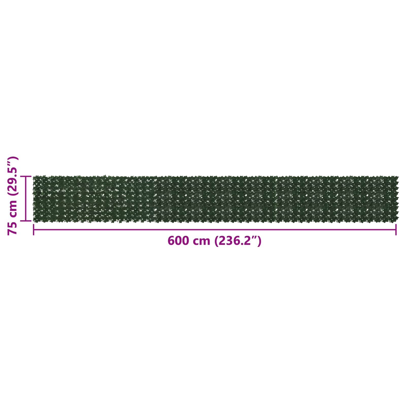 Schermo per balcone con foglie Verde Scuro 600 x 75 cm