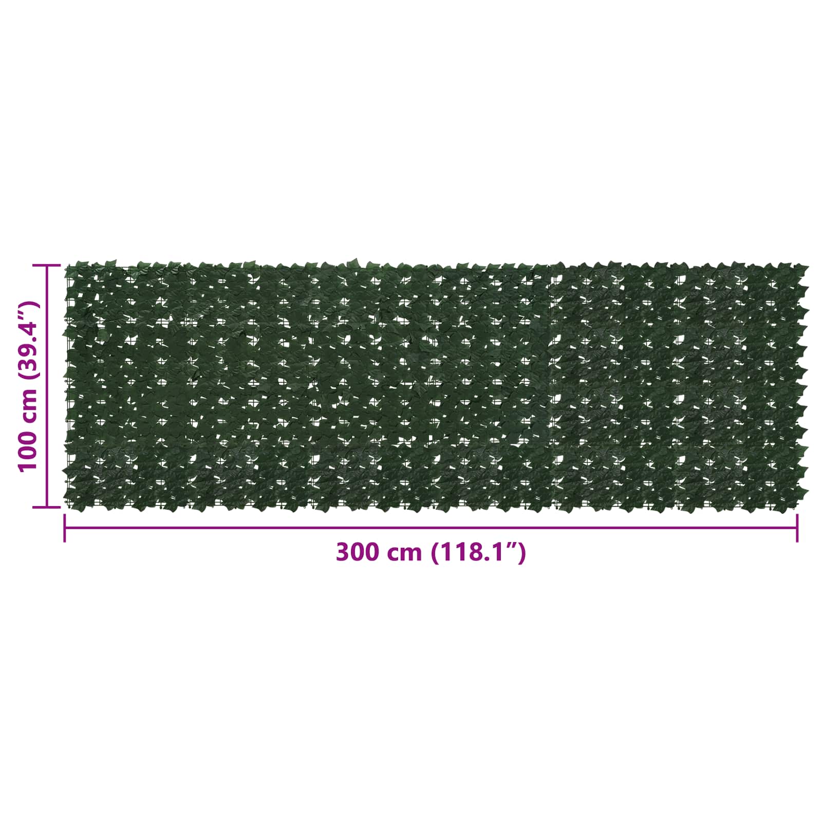 Schermo per balcone con foglie Verde Scuro 300 x 100 cm