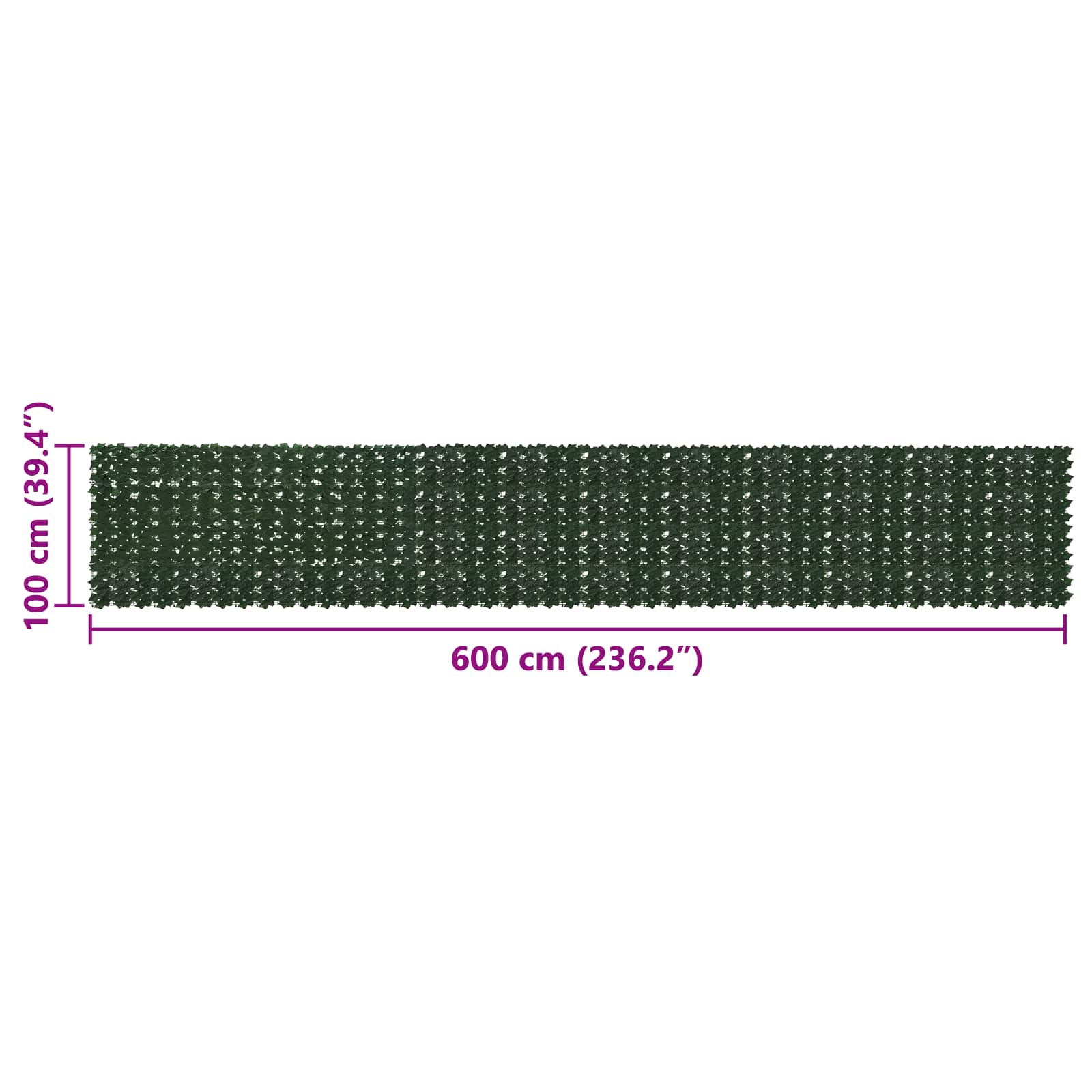 Schermo per balcone con foglie Verde Scuro 600 x 100 cm