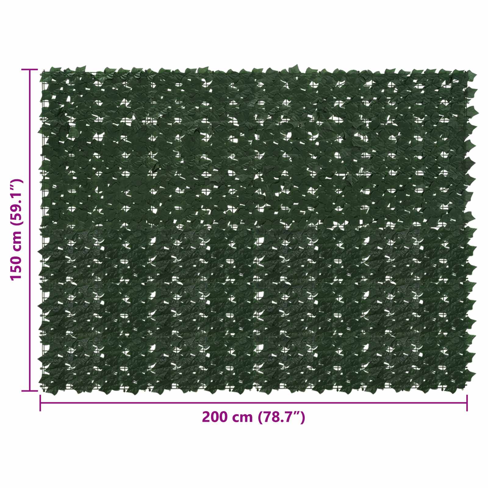 Schermo per balcone con foglie Verde Scuro 200 x 150 cm