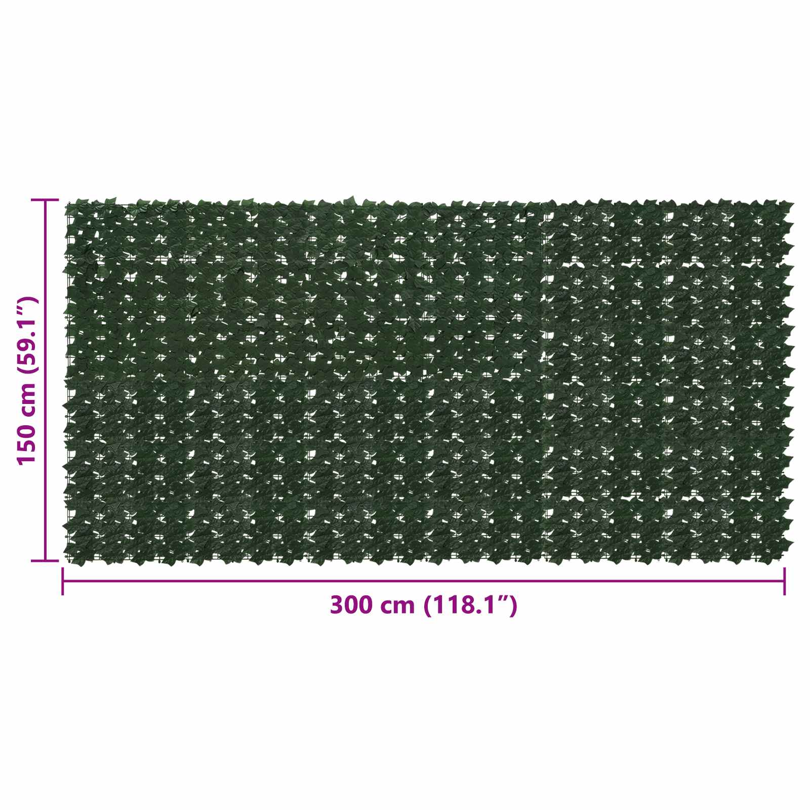 Schermo per balcone con foglie Verde Scuro 300 x 150 cm