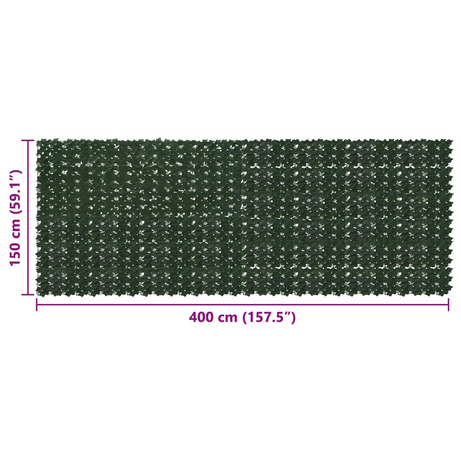 Schermo per balcone con foglie Verde Scuro 400 x 150 cm