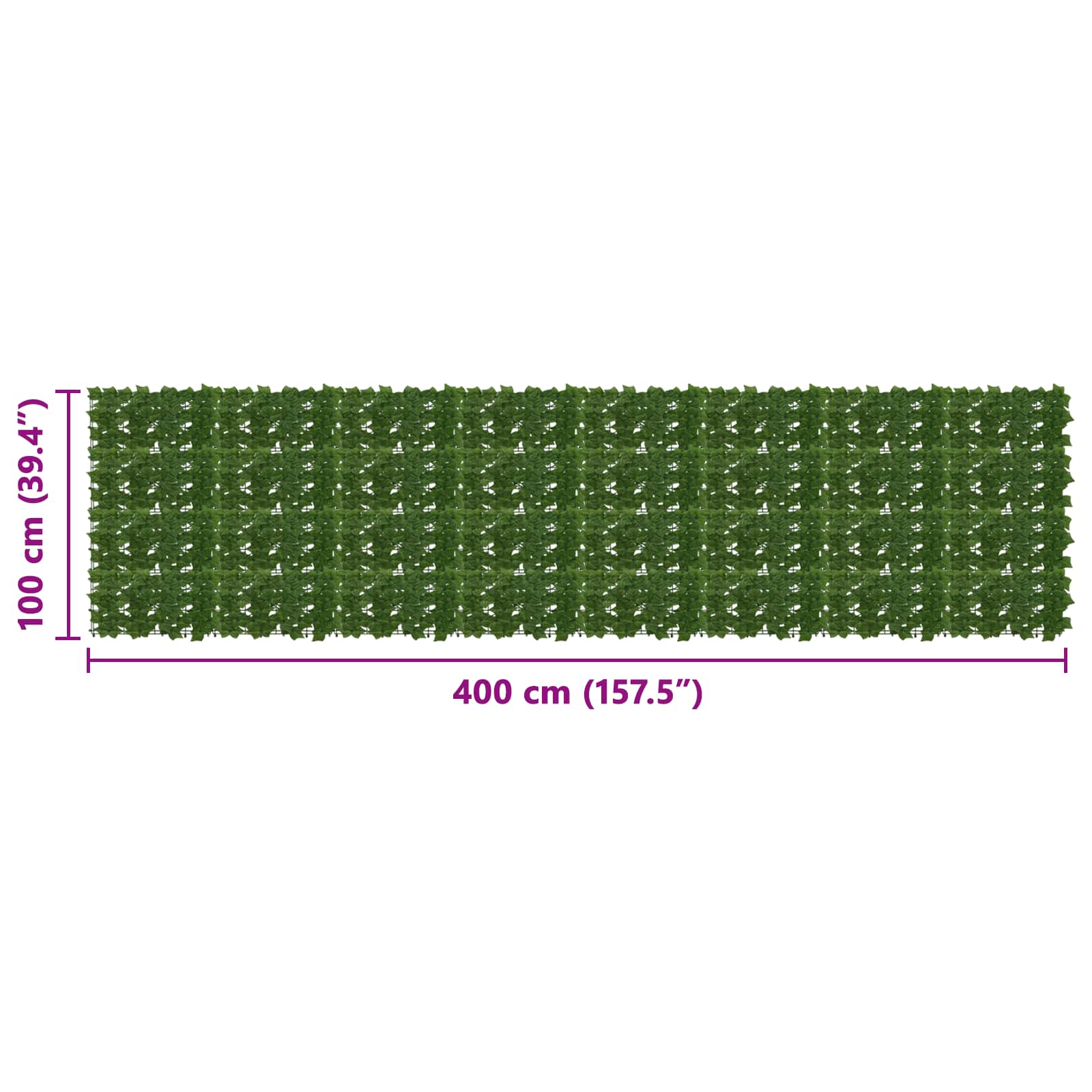 Schermo per balcone con foglie Verde 400 x 100 cm