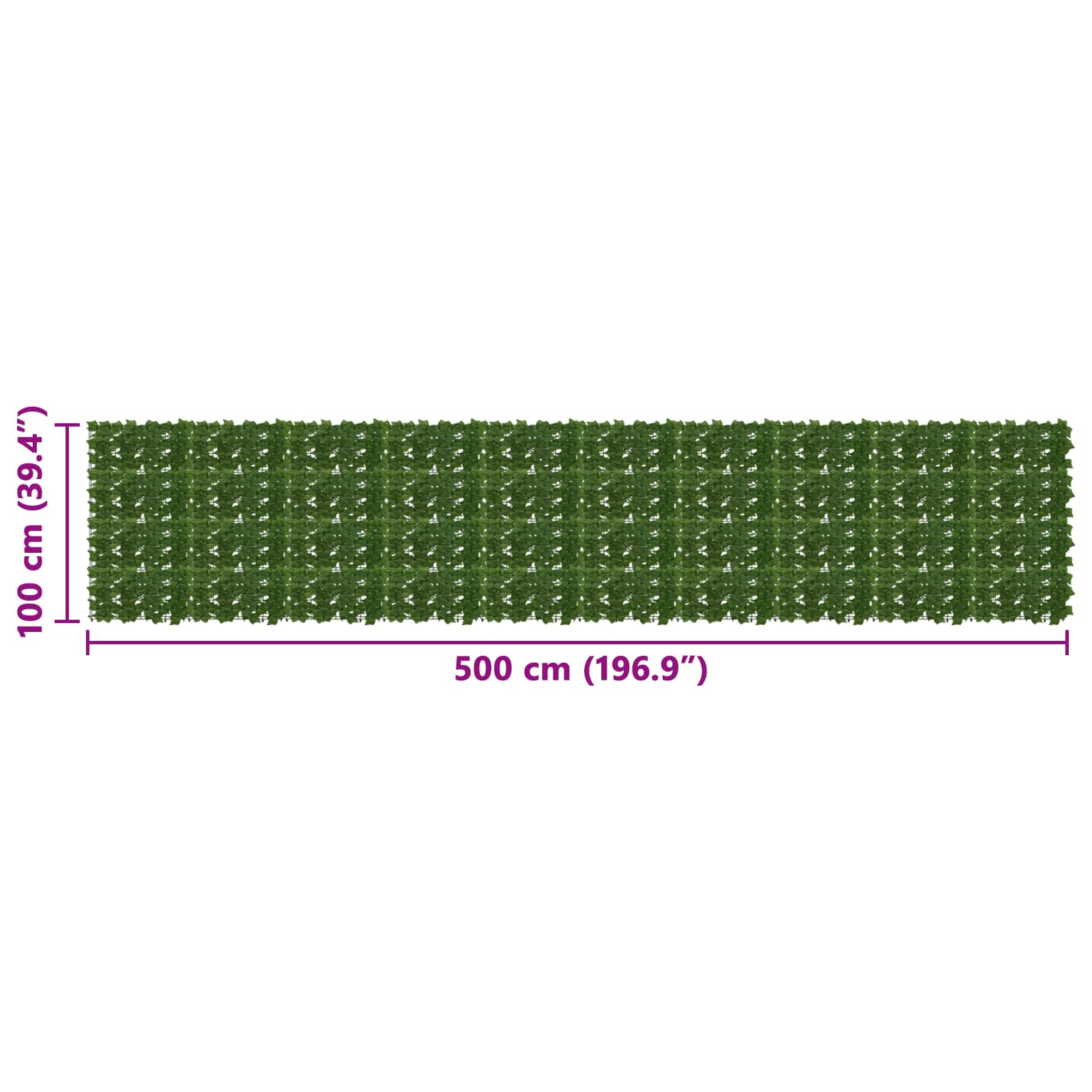 Schermo per balcone con foglie Verde 500 x 100 cm