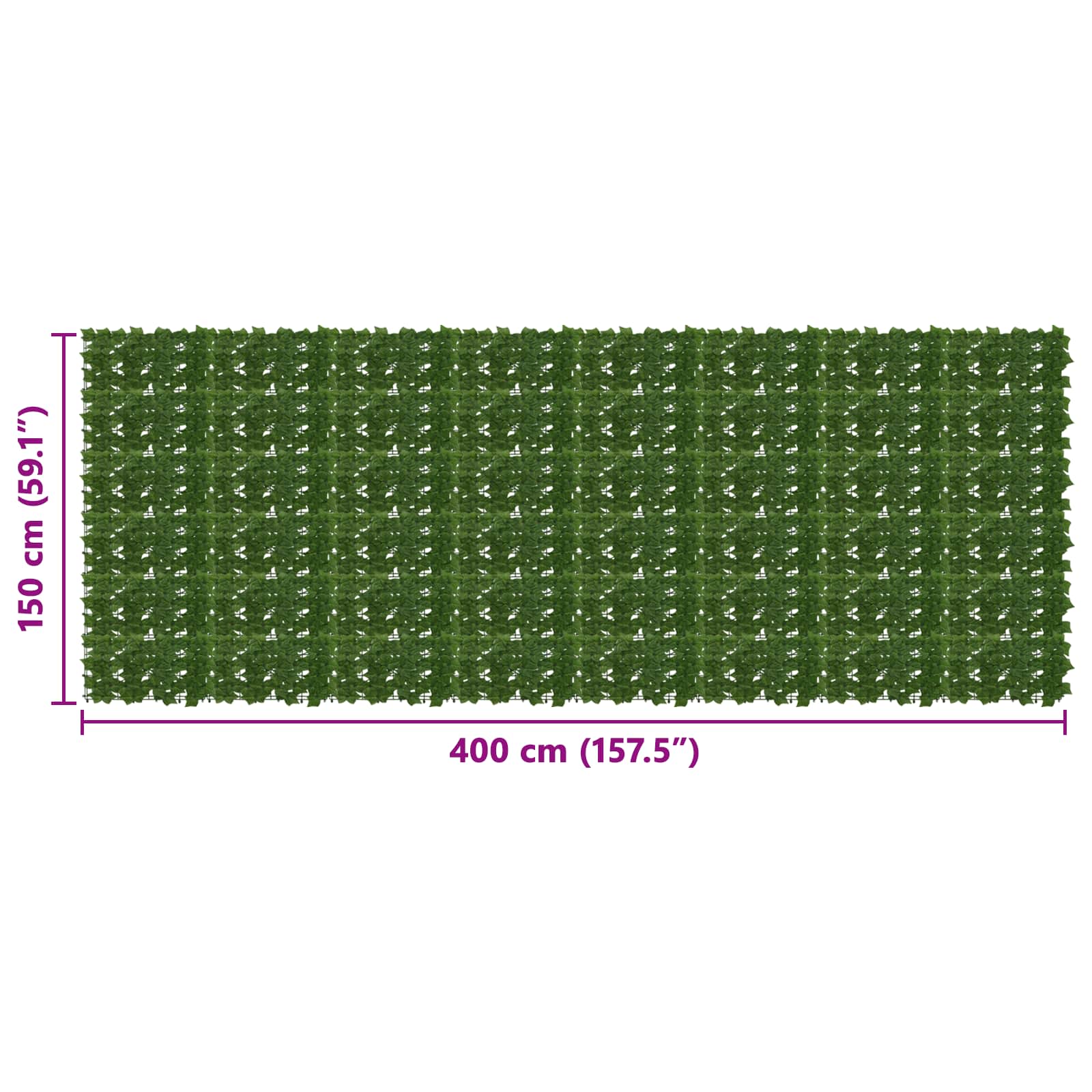 Schermo per balcone con foglie Verde 400 x 150 cm
