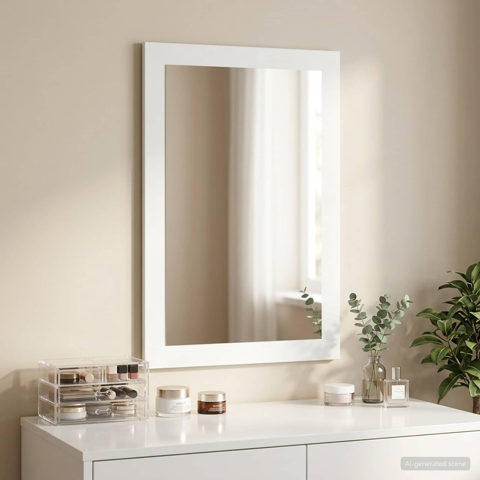 Specchio FAUSKE Bianco 43 x 3,5 x 77 cm Rettangolare