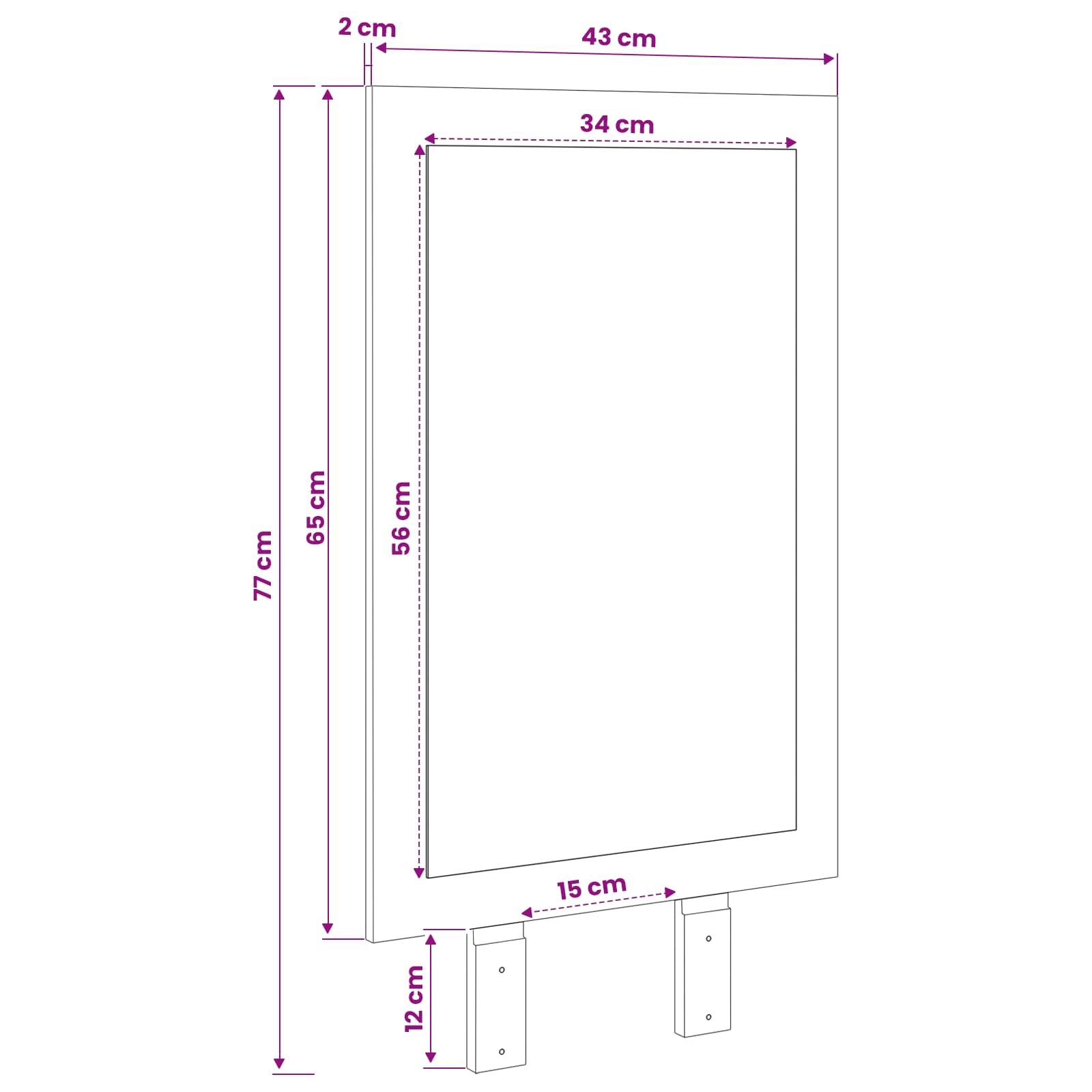 Specchio FAUSKE Bianco 43 x 3,5 x 77 cm Rettangolare