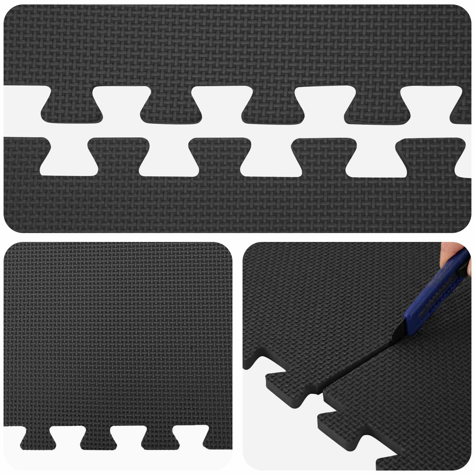Tappeti 50 pz Nero 18 m² Schiuma EVA