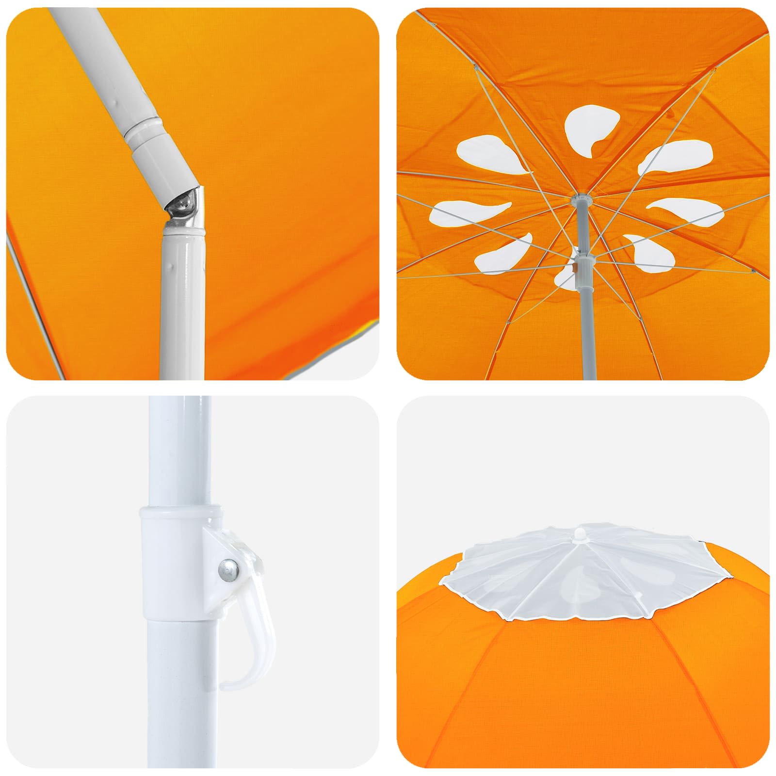 Ombrello da giardino 160 cm Poliestere 170T Arancione