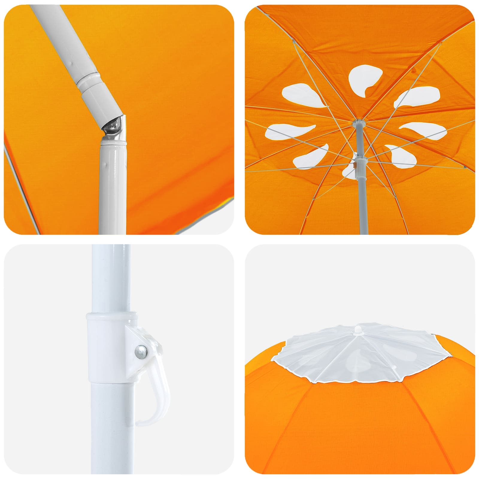 Ombrello da giardino 240 cm Poliestere 170T Arancione