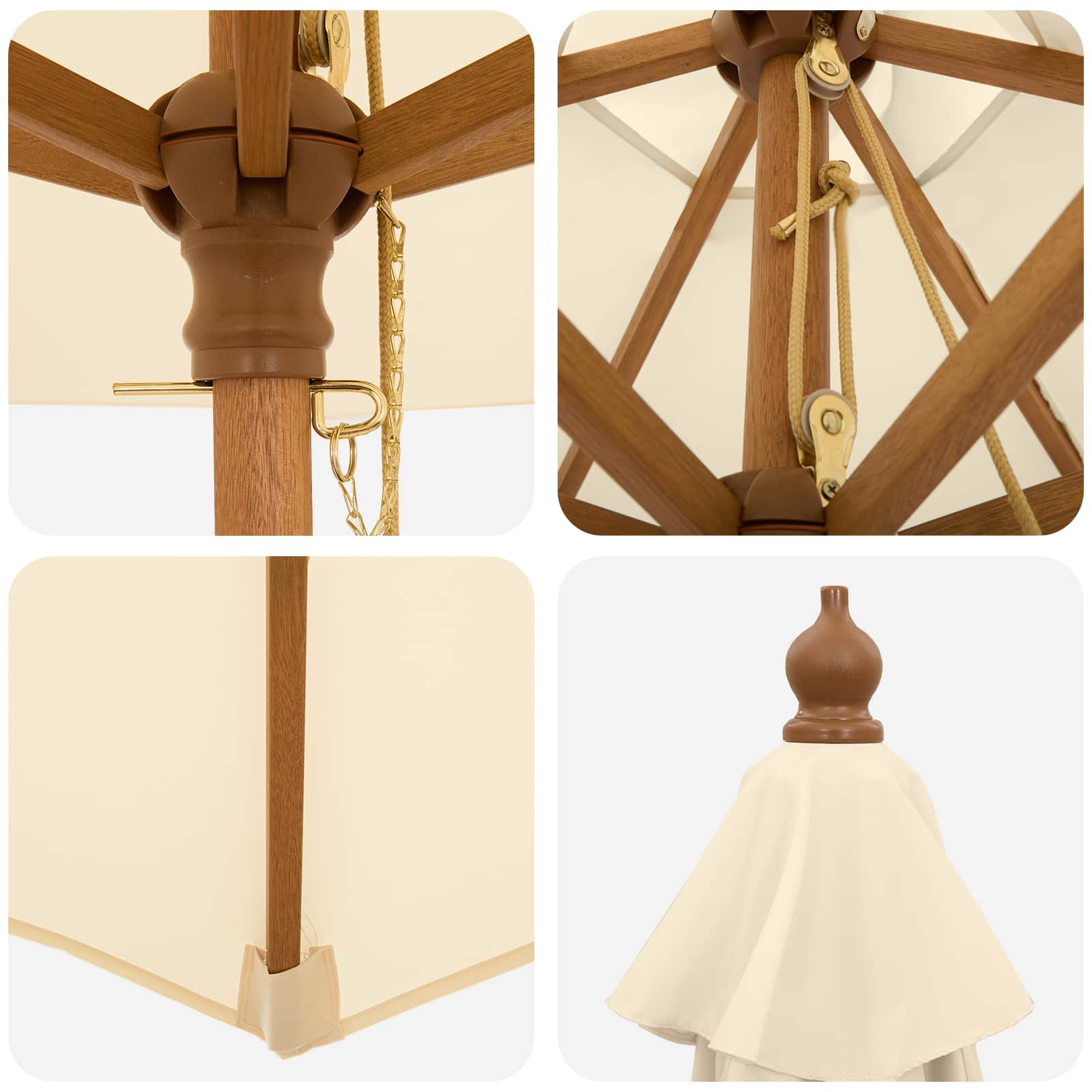 Ombrello da giardino Ø 210 x 237 cm Legno di Eucalipto Massello