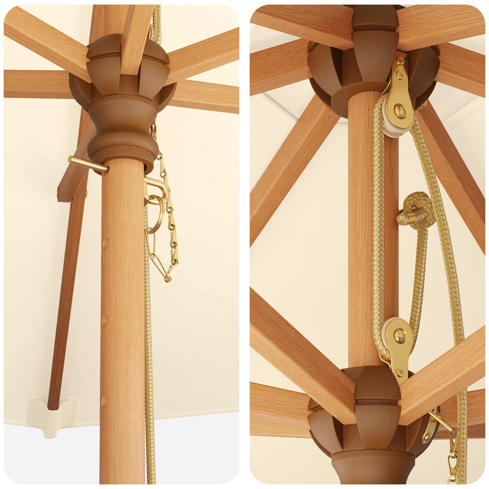 Ombrello da giardino Ø 240 x 237 cm Legno di Eucalipto Massello