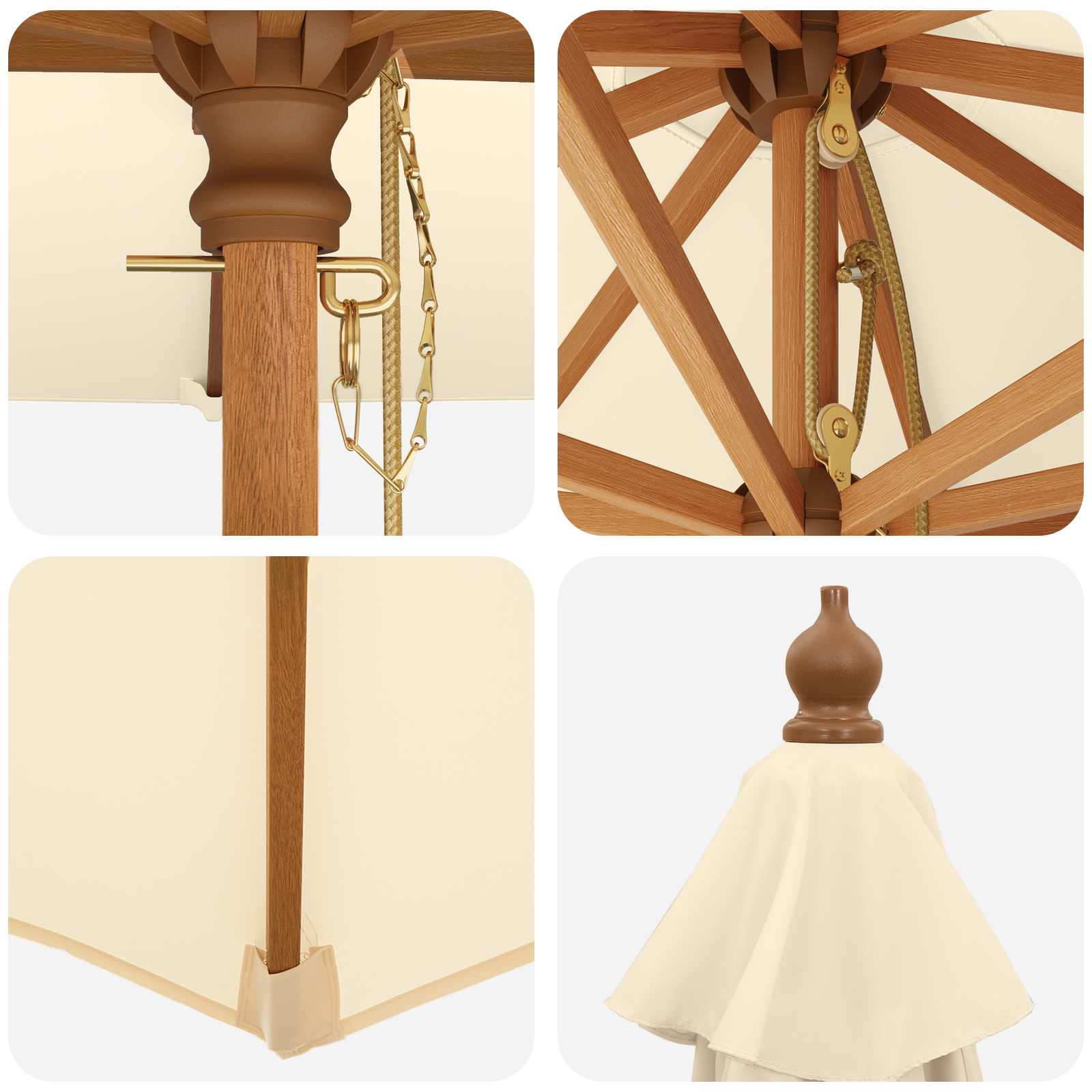 Ombrello da giardino Ø 300 x 248 cm Legno di Eucalipto Massello