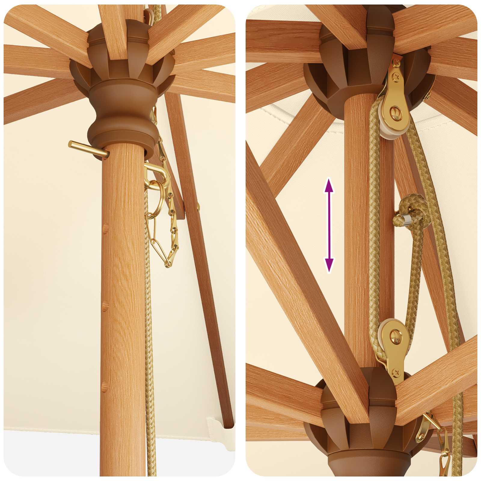 Ombrello da giardino Ø 300 x 248 cm Legno di Eucalipto Massello