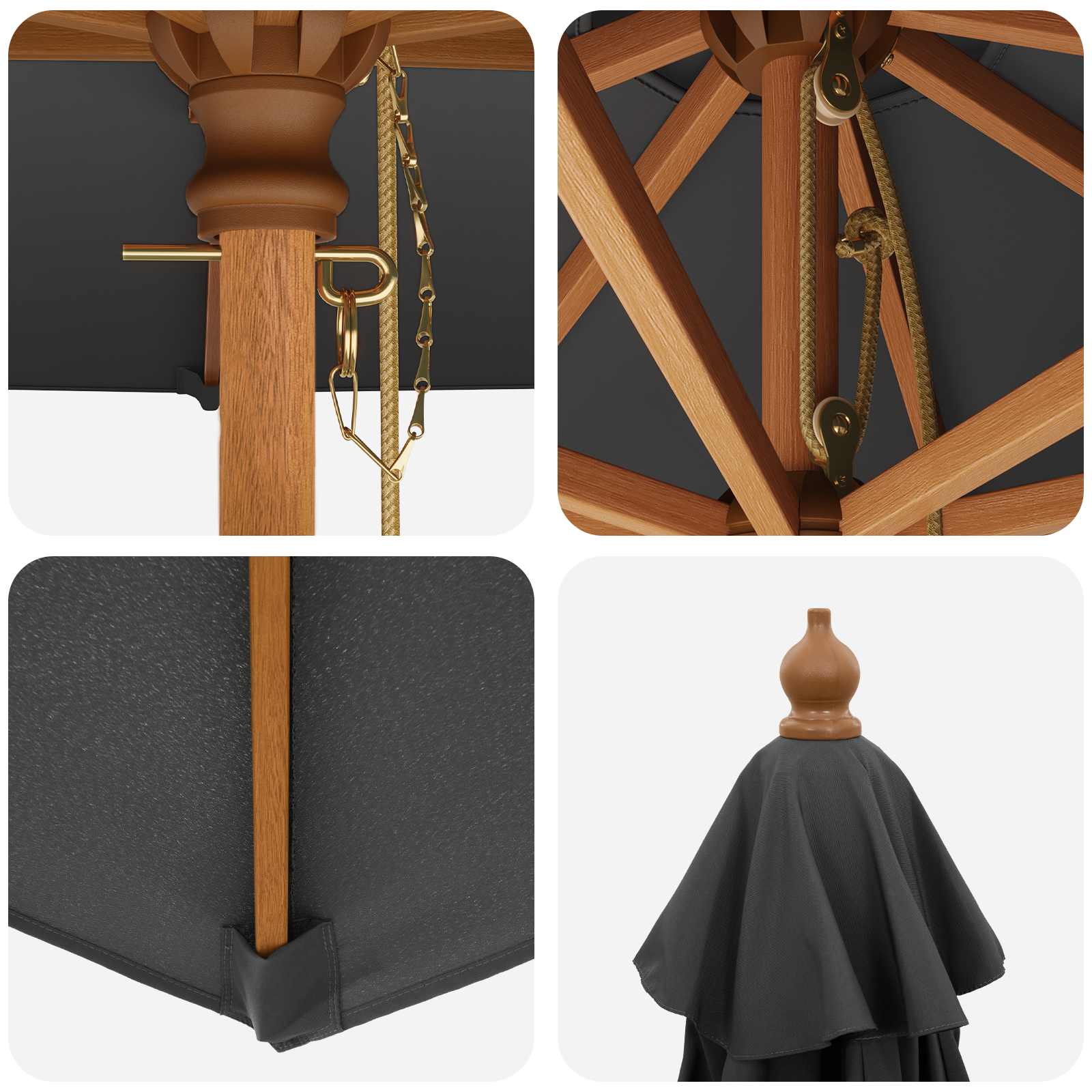 Ombrello da giardino Ø 300 x 248 cm Legno di Eucalipto Massello