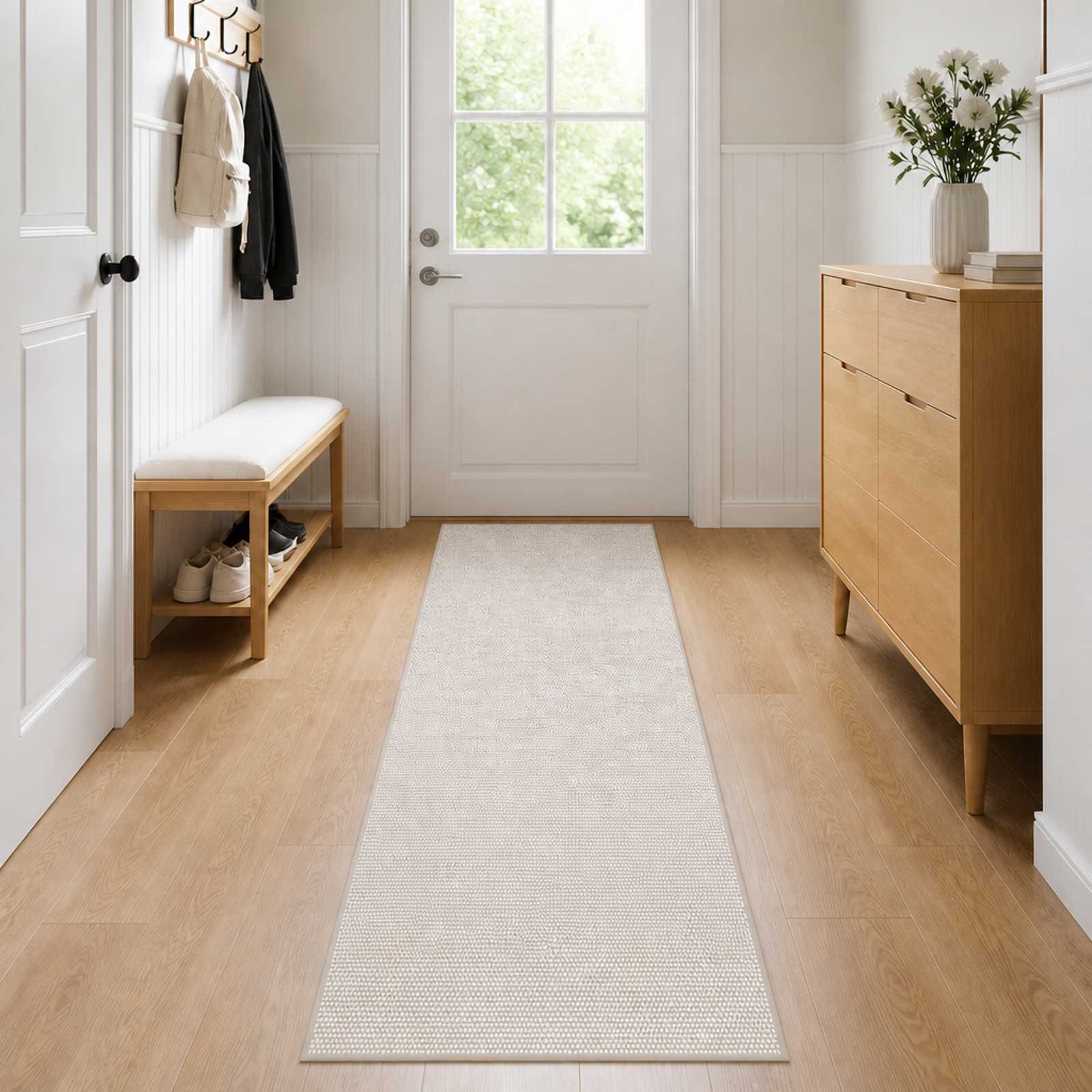 Tappeto Crema 50 x 300 cm 100% Poliestere 3 mm Lavabile