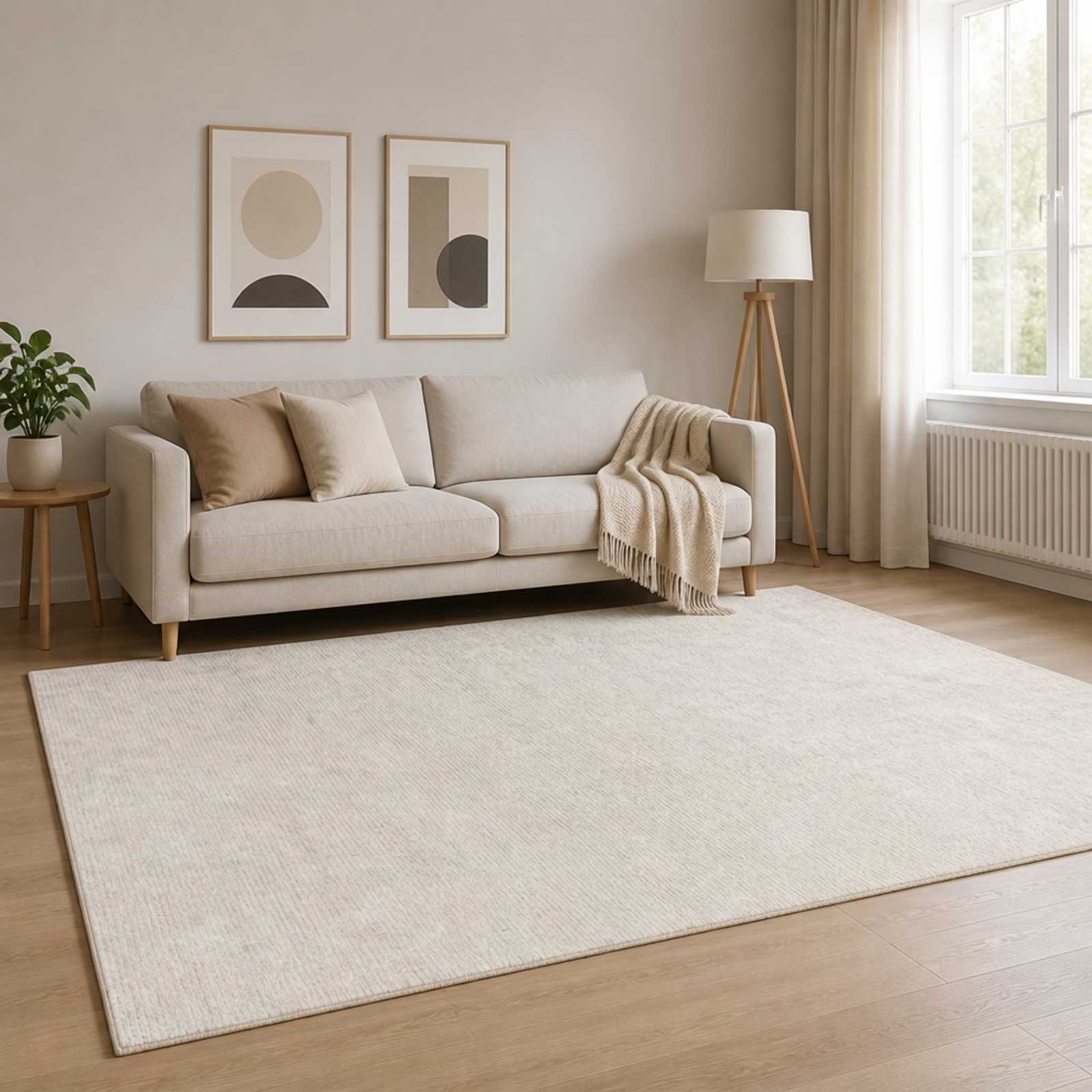 Tappeto Crema 120 x 180 cm 100% Poliestere 3 mm Lavabile