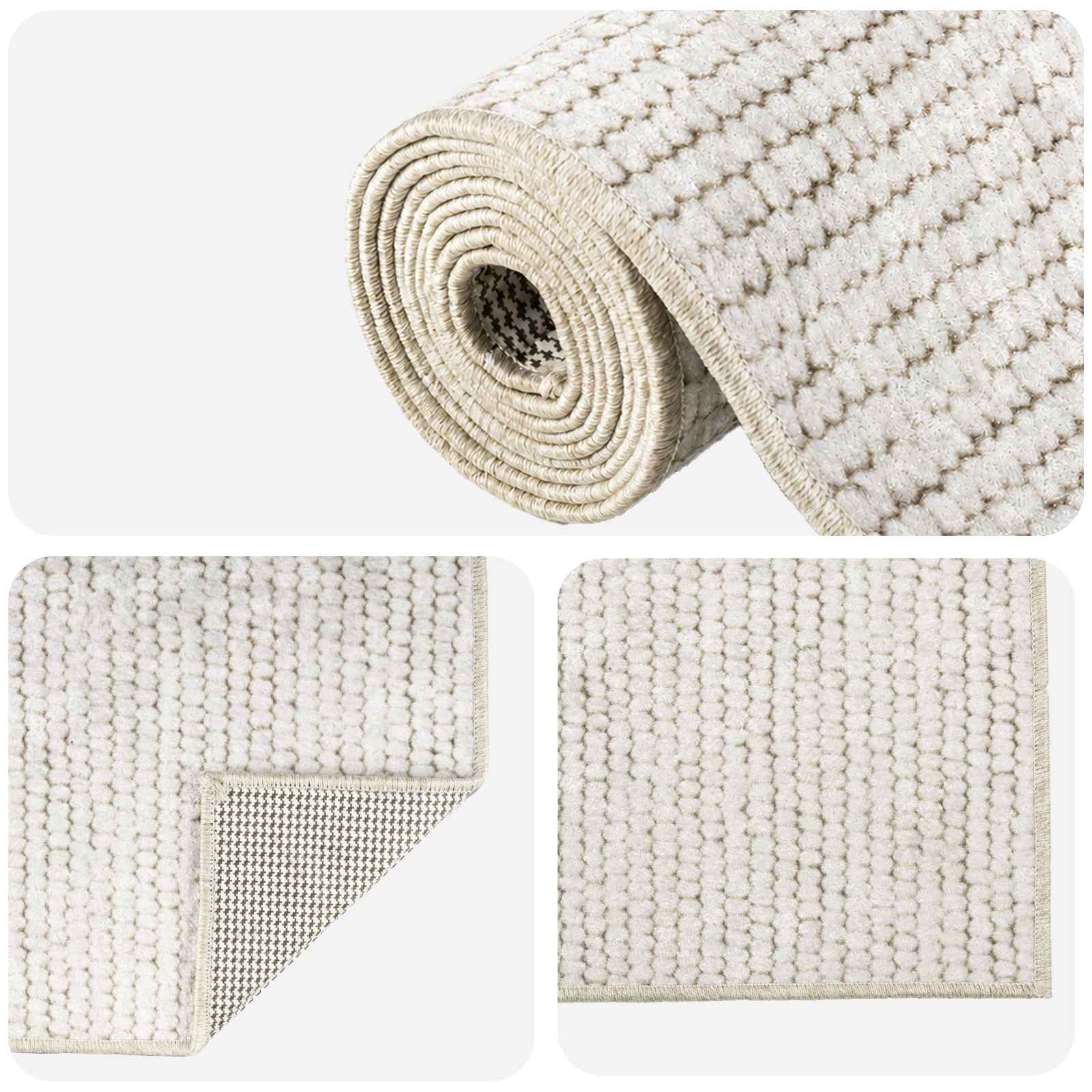 Tappeto Crema 120 x 180 cm 100% Poliestere 3 mm Lavabile