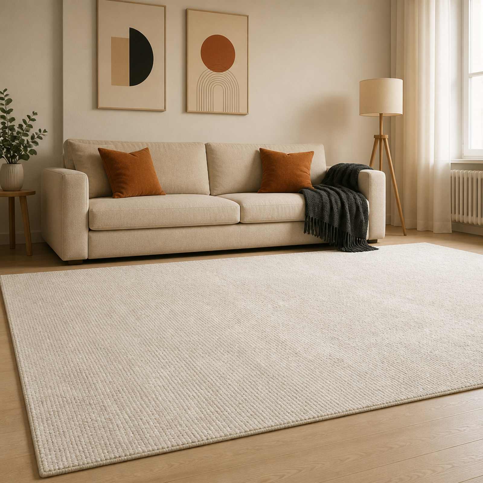 Tappeto Crema 300 x 400 cm 100% Poliestere 3 mm Lavabile