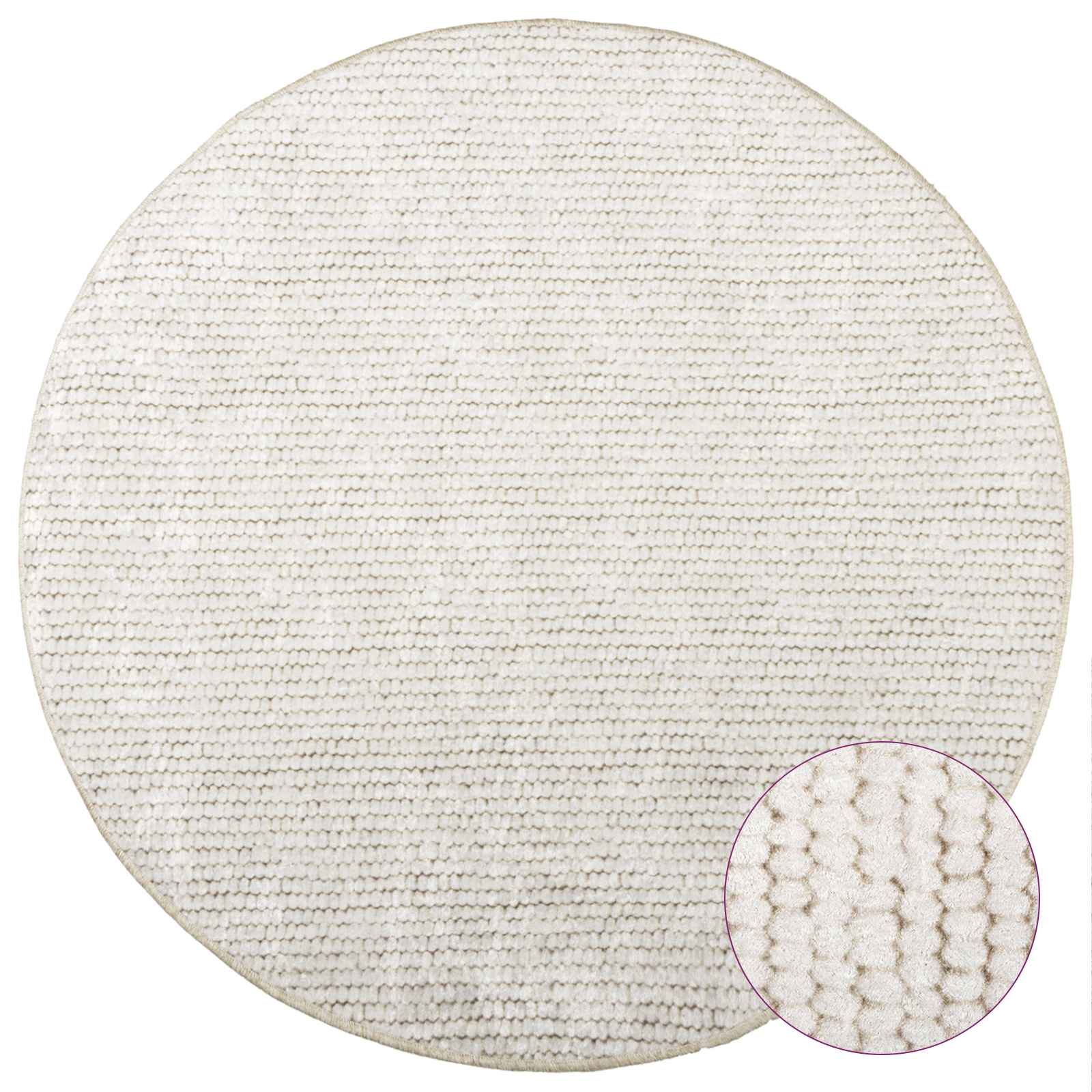 Tappeto Crema Ø 120 cm 100% Poliestere 3 mm Lavabile
