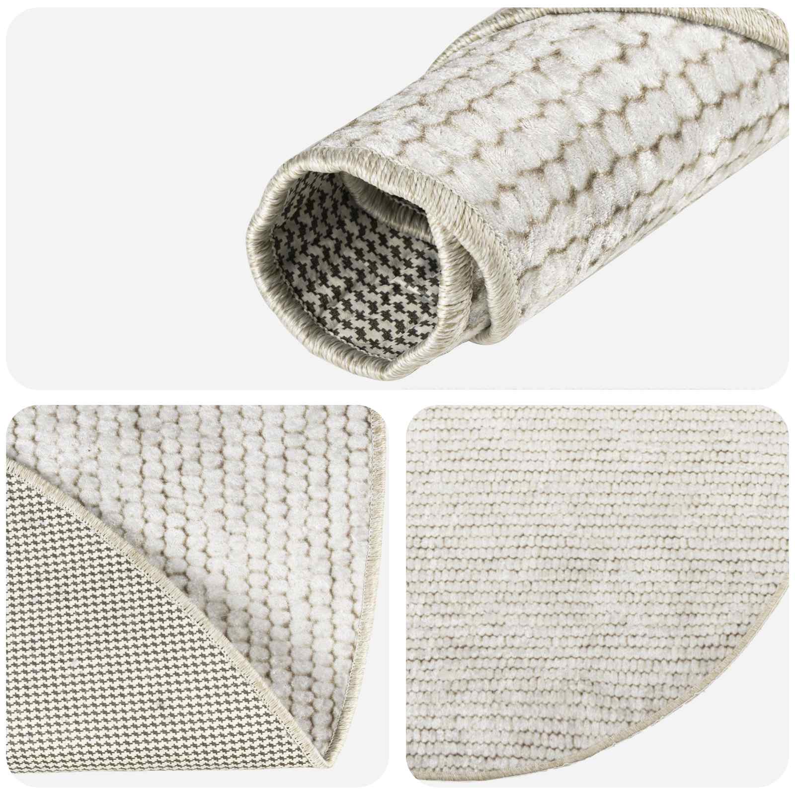 Tappeto Crema Ø 120 cm 100% Poliestere 3 mm Lavabile