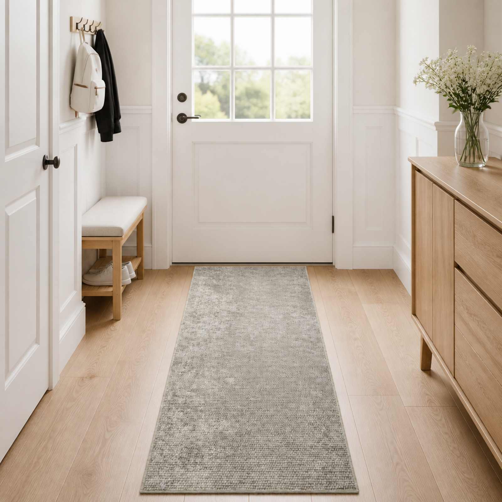 Tappeto Beige 80 x 300 cm 100% Poliestere 3 mm Lavabile