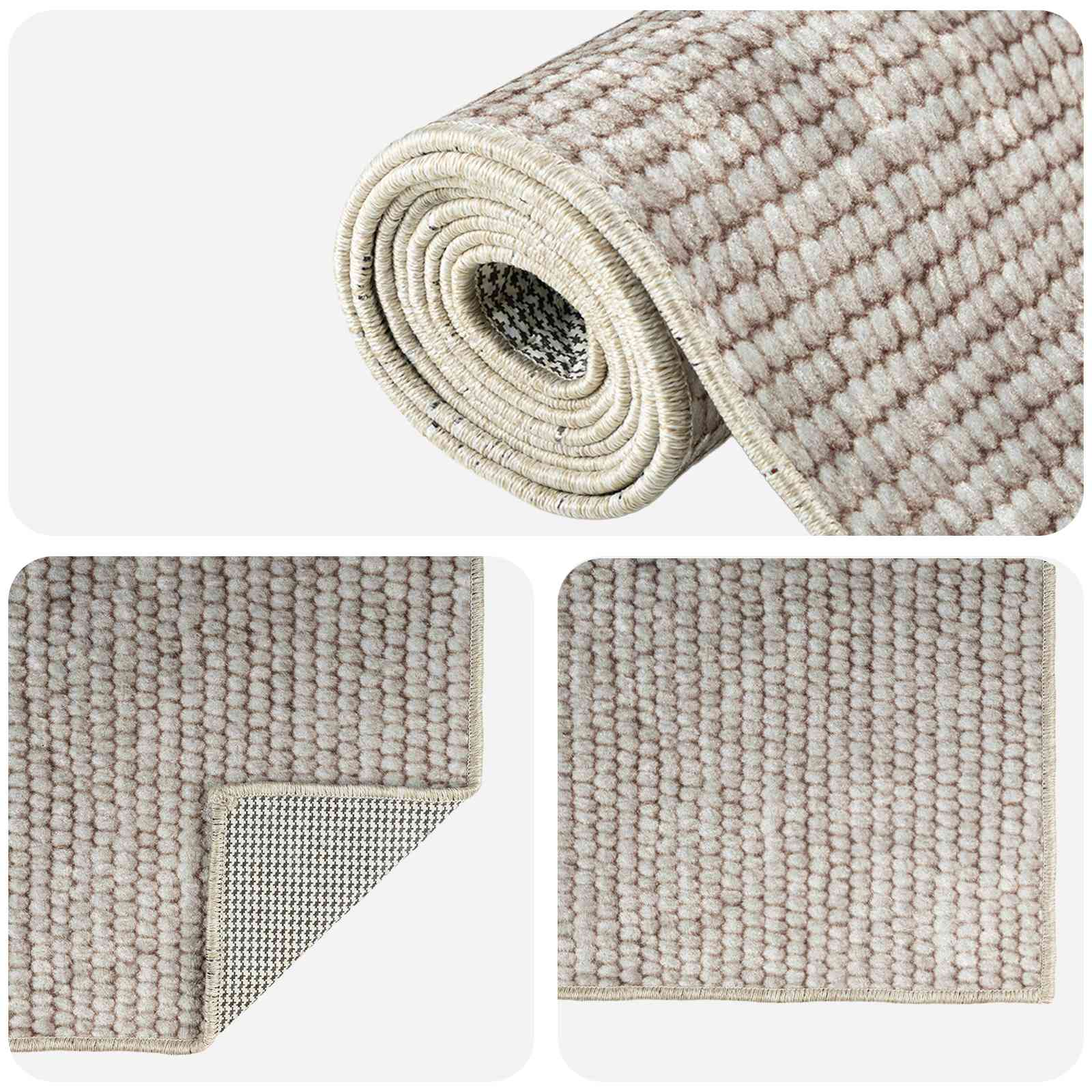Tappeto Beige 100 x 250 cm 100% Poliestere 3 mm Lavabile