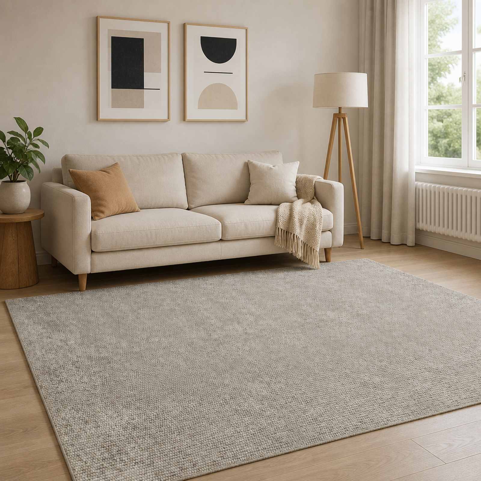 Tappeto Beige 160 x 230 cm 100% Poliestere 3 mm Lavabile