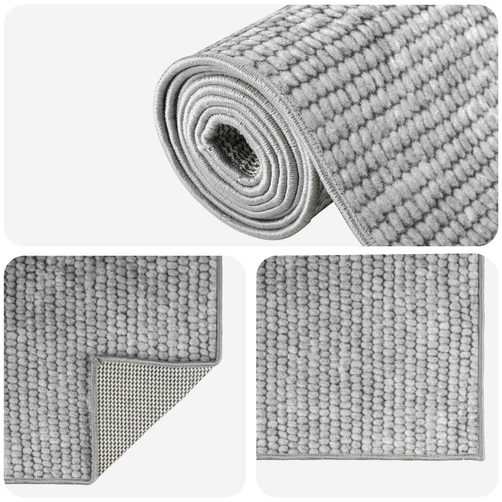 Tappeto Grigio 50 x 200 cm 100% Poliestere 3 mm Lavabile