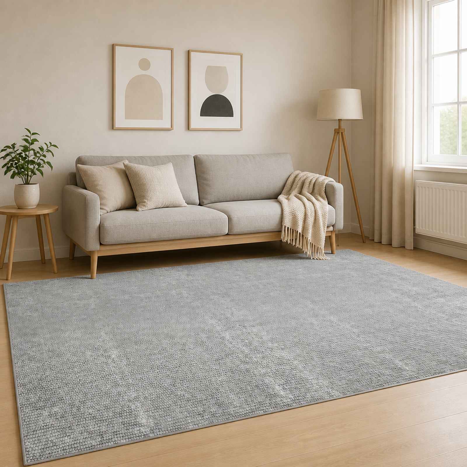 Tappeto Grigio 190 x 300 cm 100% Poliestere 3 mm Lavabile
