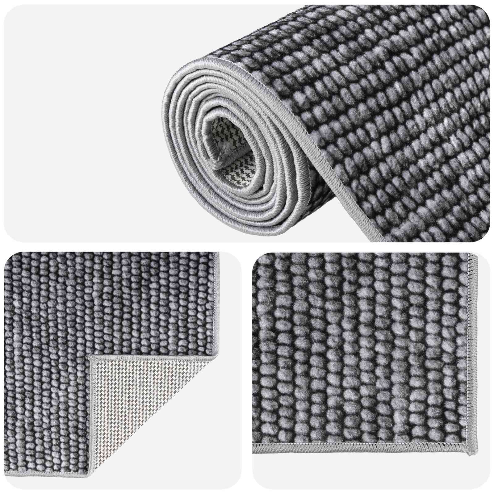 Tappeto Antracite 50 x 100 cm 100% Poliestere 3 mm Lavabile