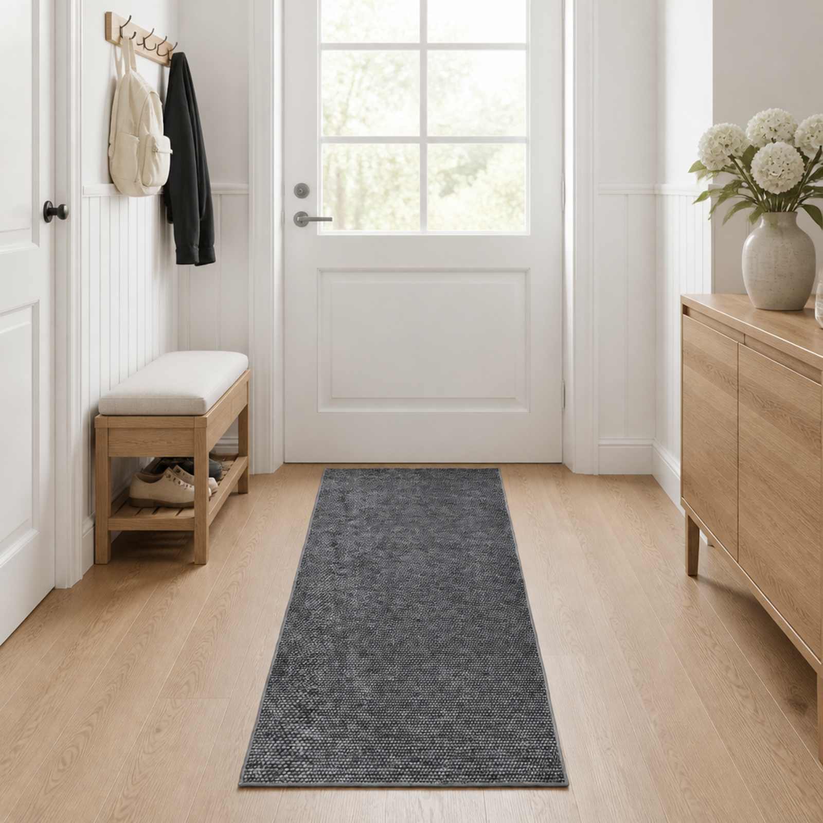 Tappeto Antracite 100 x 250 cm 100% Poliestere 3 mm Lavabile