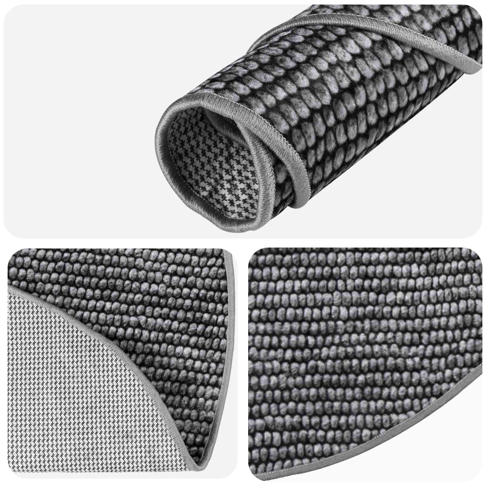 Tappeto Antracite Ø 120 cm 100% Poliestere 3 mm Lavabile