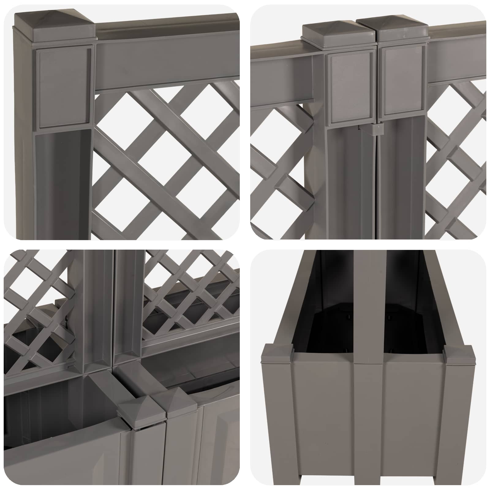 Grande vaso con trellis 2 pz PP Grigio