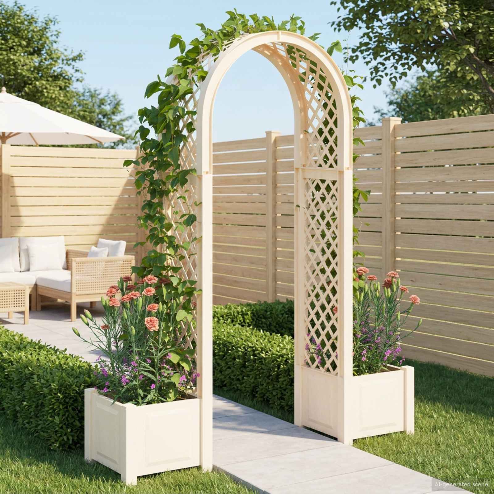 Arco di Rose con Vaso Bianco 168,5 x 43 x 207 cm PP