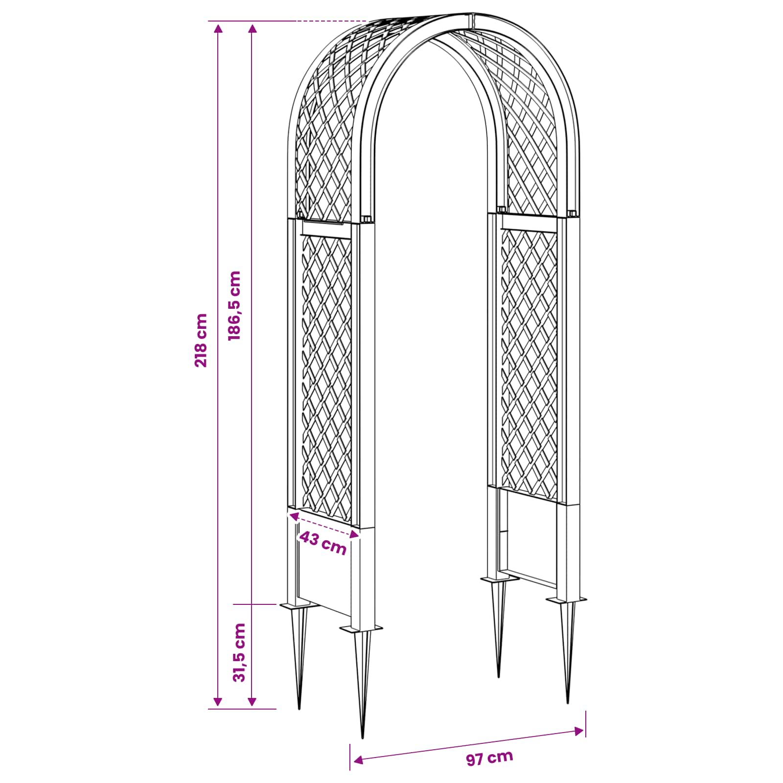 Arco di rose con punte PP Bianco