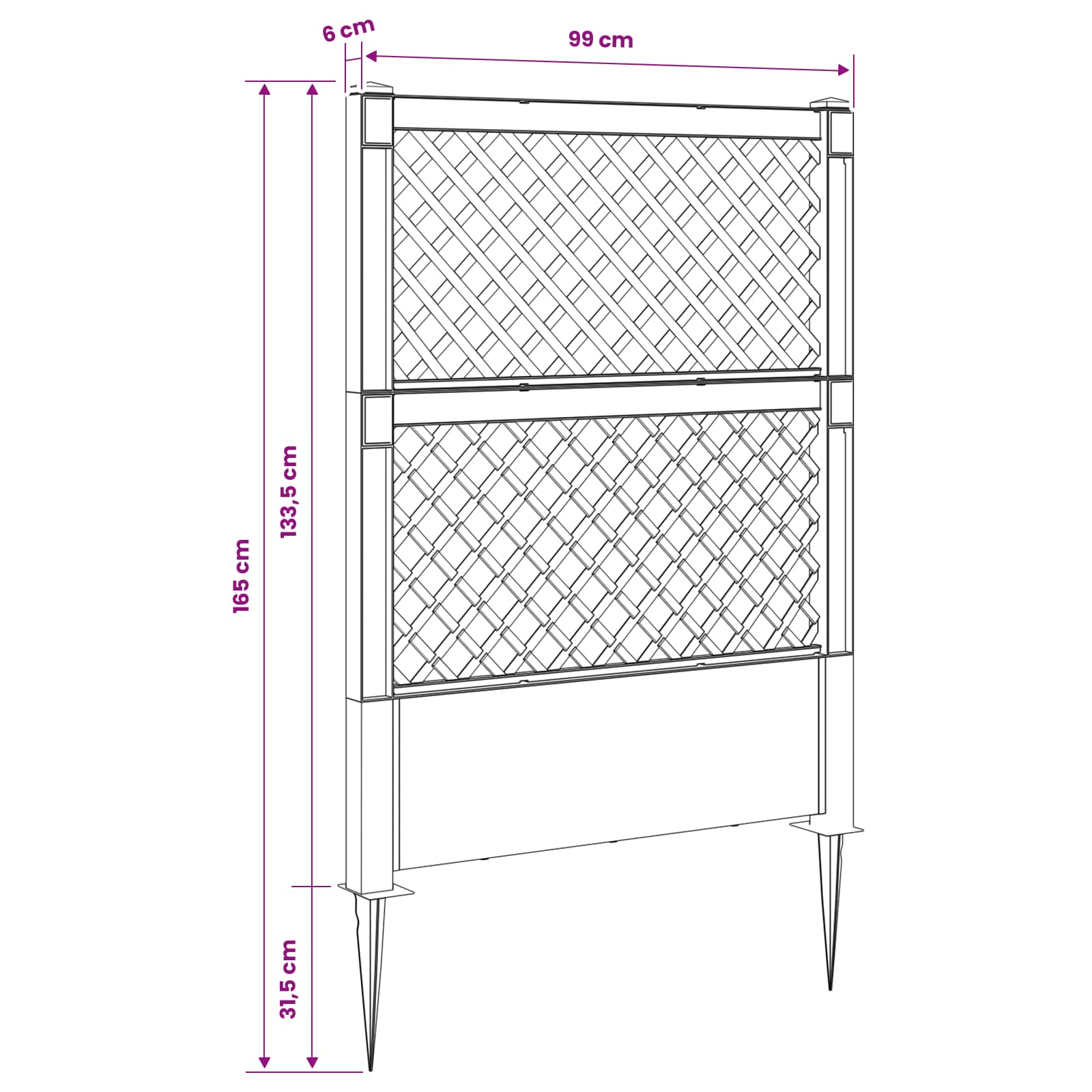 Trellis con Punta PP Bianco
