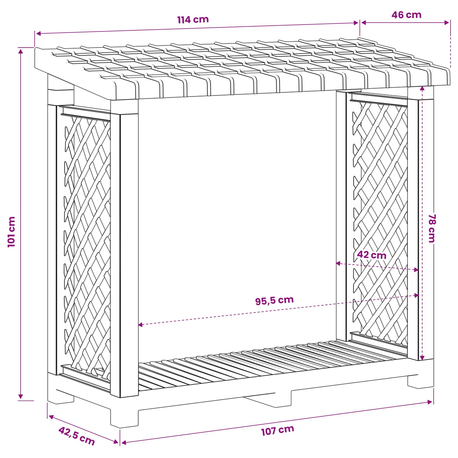 Portalegna 114 x 46 x 101 cm PP Antracite