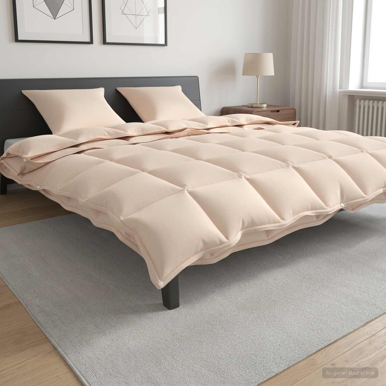 Piumone 220 x 260 cm Tutte le stagioni Fibra di Kapok Beige