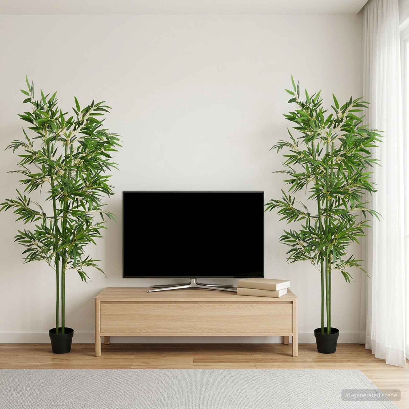 Albero di Bambù 4 pz Verde 60 x 18 x 190 cm Tessuto e Bambù