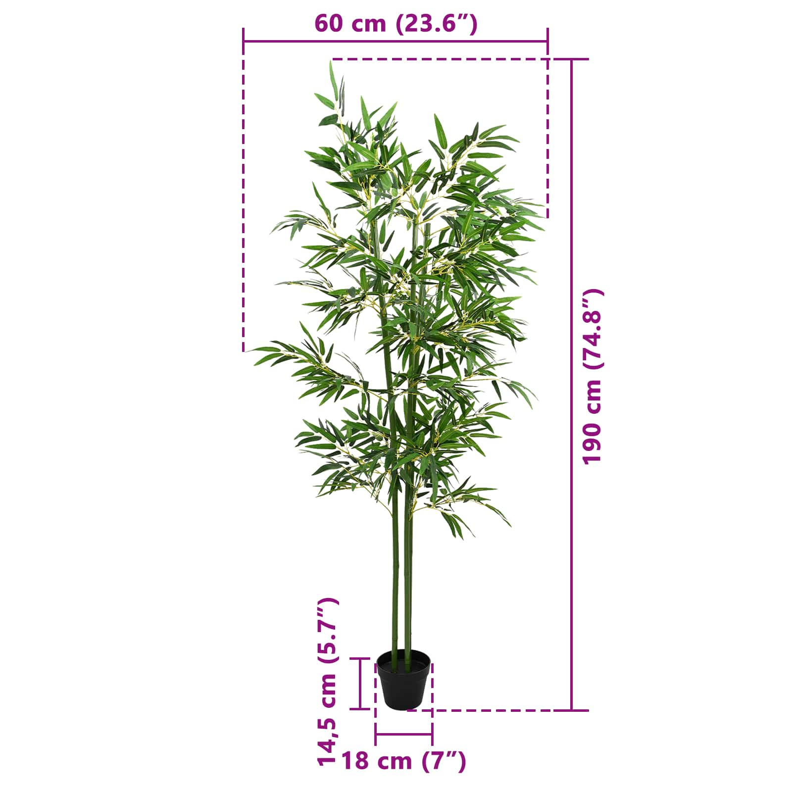 Albero di Bambù 4 pz Verde 60 x 18 x 190 cm Tessuto e Bambù
