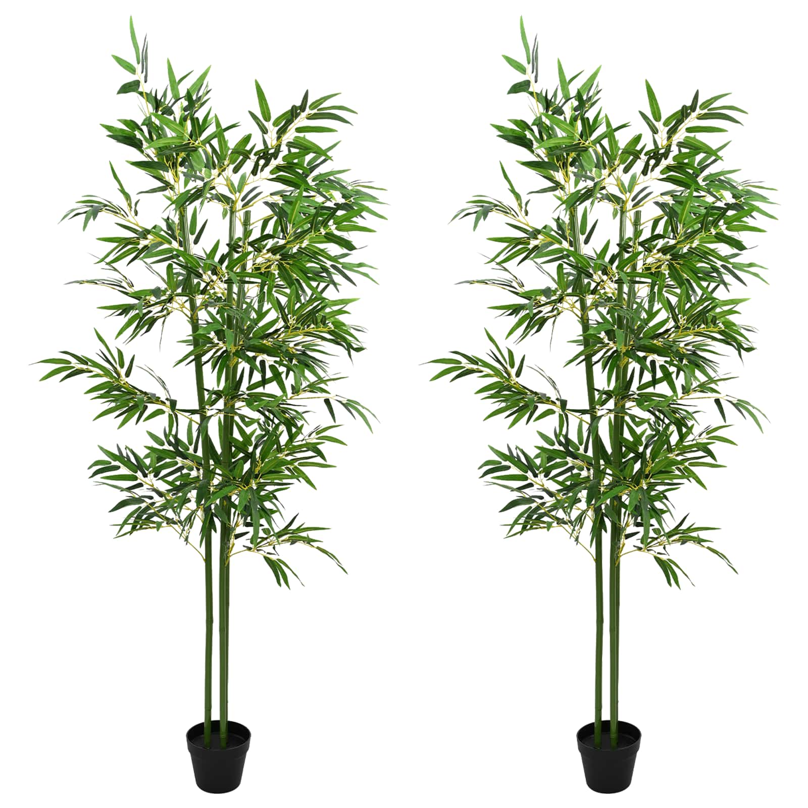 Albero di Bambù 2 pz Verde 60 x 18 x 190 cm Tessuto e Bambù