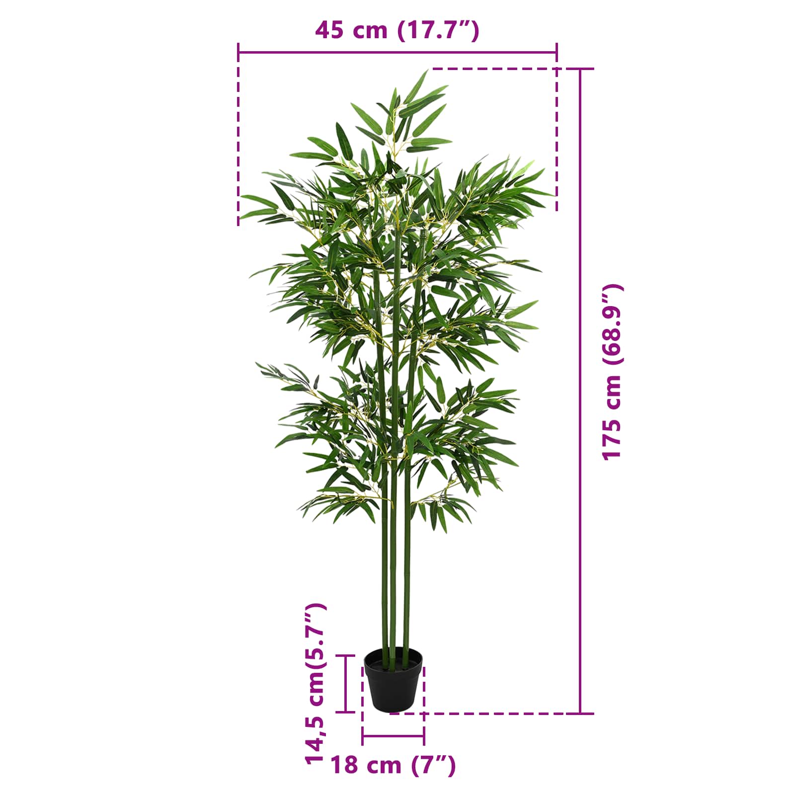Albero di Bambù 2 pz Verde 45 x 18 x 175 cm Tessuto e Bambù