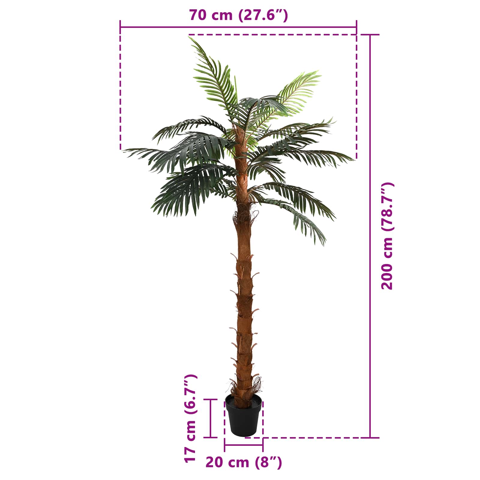 Albero di Cocuspalm Artificiale Verde 70 x 20 x 200 cm