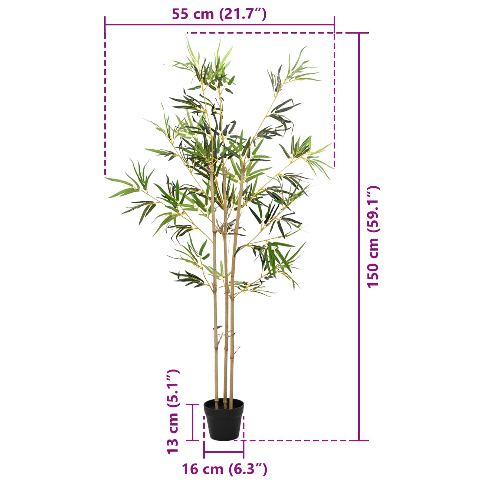 Albero di Bambù Verde 55 x 16 x 150 cm Tessuto e Bambù