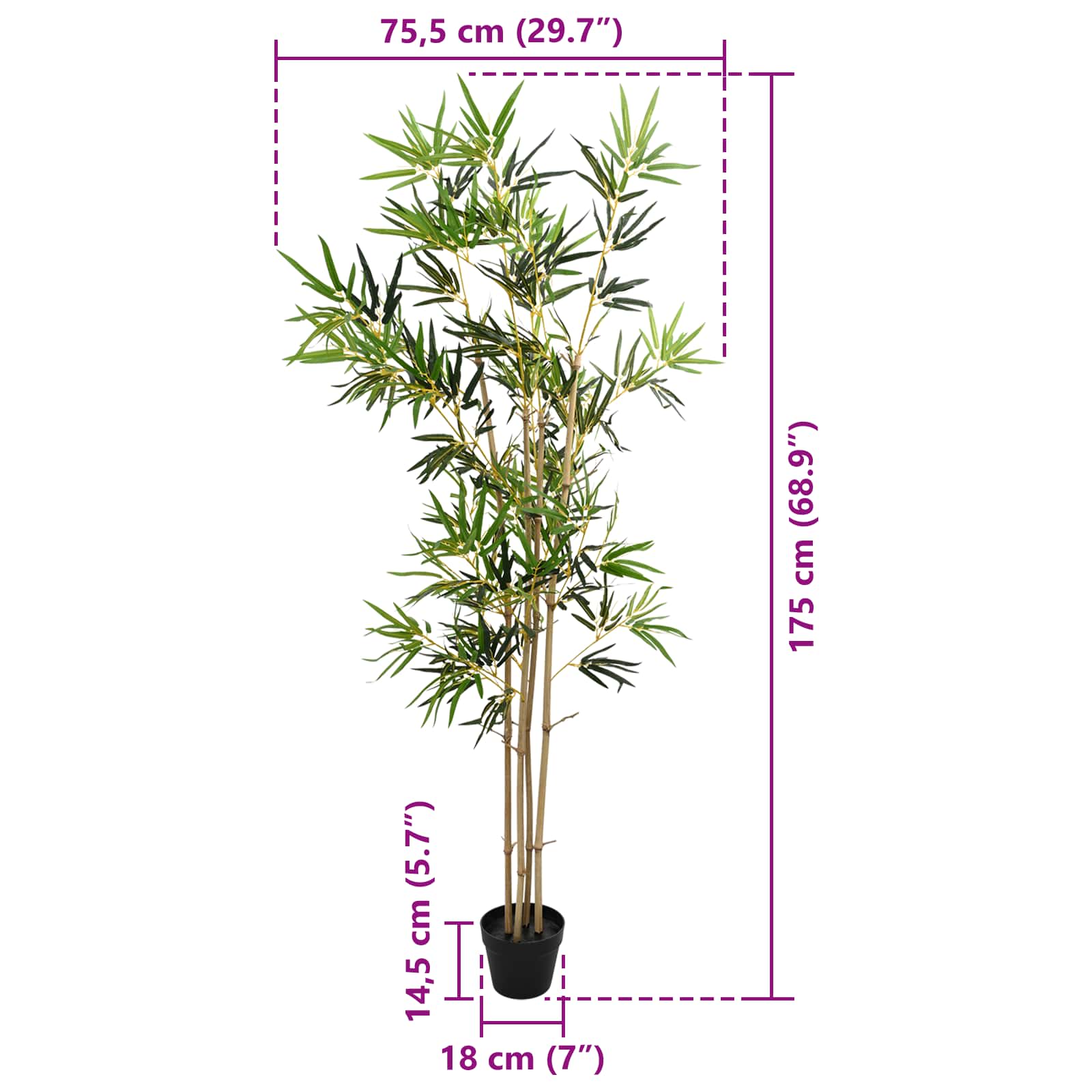 Albero di Bambù Verde 75,5 x 18 x 175 cm Tessuto e Bambù